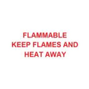FLAMMABLE KEEP FLAMES AND HEAT AWAY PRESSURE SENSITIVE DECAL - FLAMMABLE KEEP FLAMES AND HEAT AWAY PRESSURE SENSITIVE DECAL, 2.25x9, Adhesive Vinyl