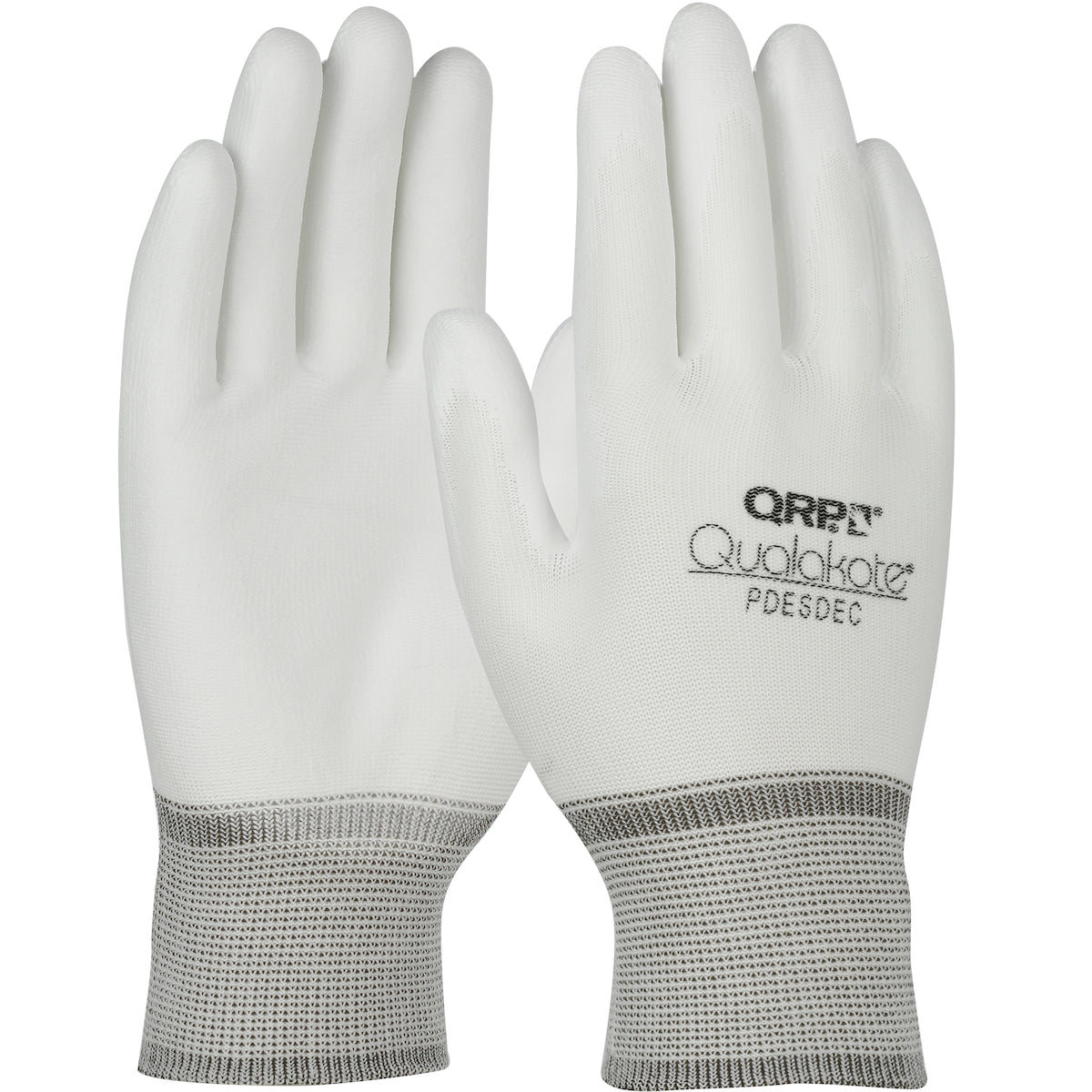 QRP Qualakote Seamless Knit Nylon Glove w/Polyurethane Coated Microfoam Grip on Palm & Fingertips - White - 1/CS - PDESDEC