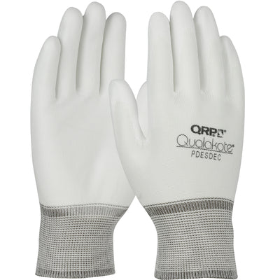 QRP Qualakote Seamless Knit Nylon Glove w/Polyurethane Coated Microfoam Grip on Palm & Fingertips - White - 1/CS - PDESDEC