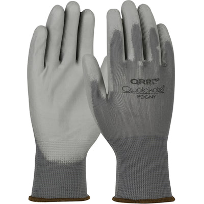 QRP Qualakote Seamless Knit Nylon Glove w/Polyurethane Coated Microfoam Grip on Palm & Fingers - Gray - 1/CS - PDGNY
