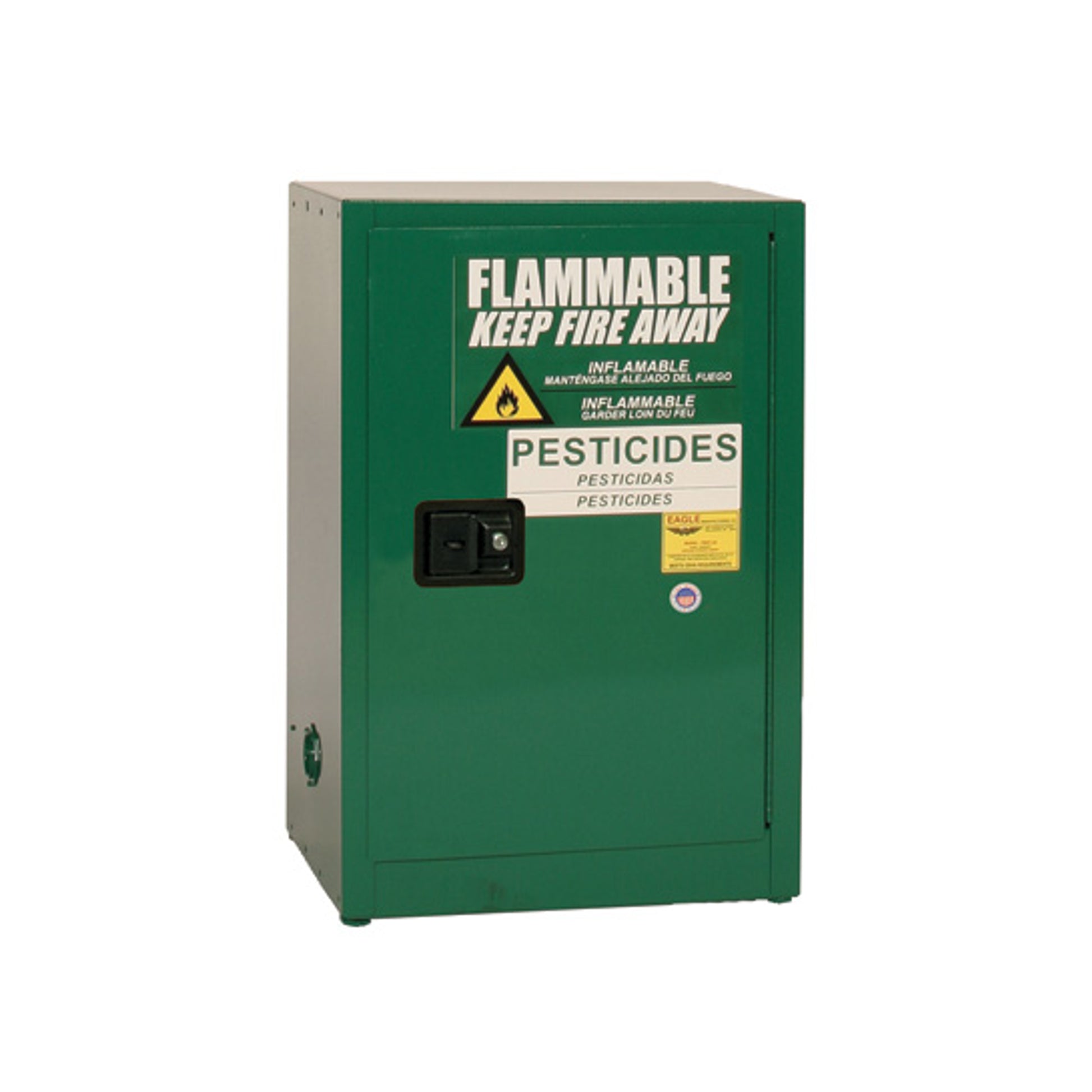 Eagle Pesticide Space Saver Safety Cabinet - 20 Gallon - 1 Shelf - 1 Door - Manual Close - Green - PEST25X
