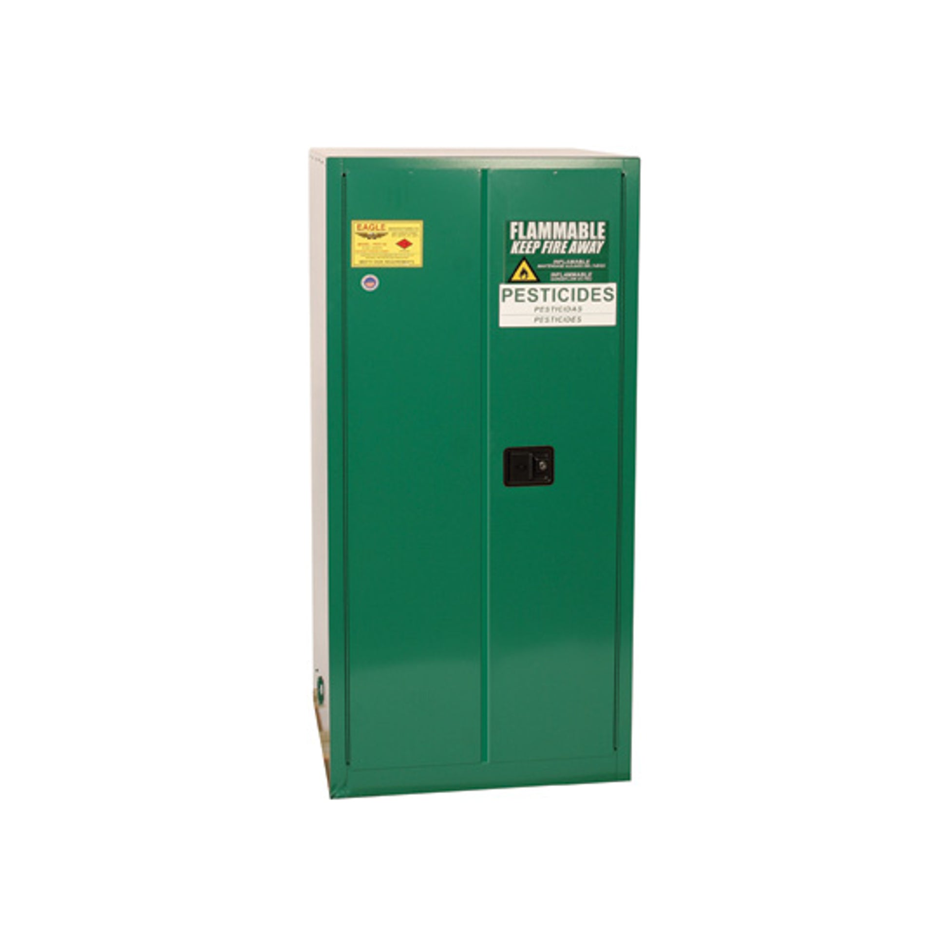 Eagle Pesticide One Drum Vertical Safety Cabinet - 55 Gallon - 1 Shelf - 2 Door - Self Close - Green - PEST2610X