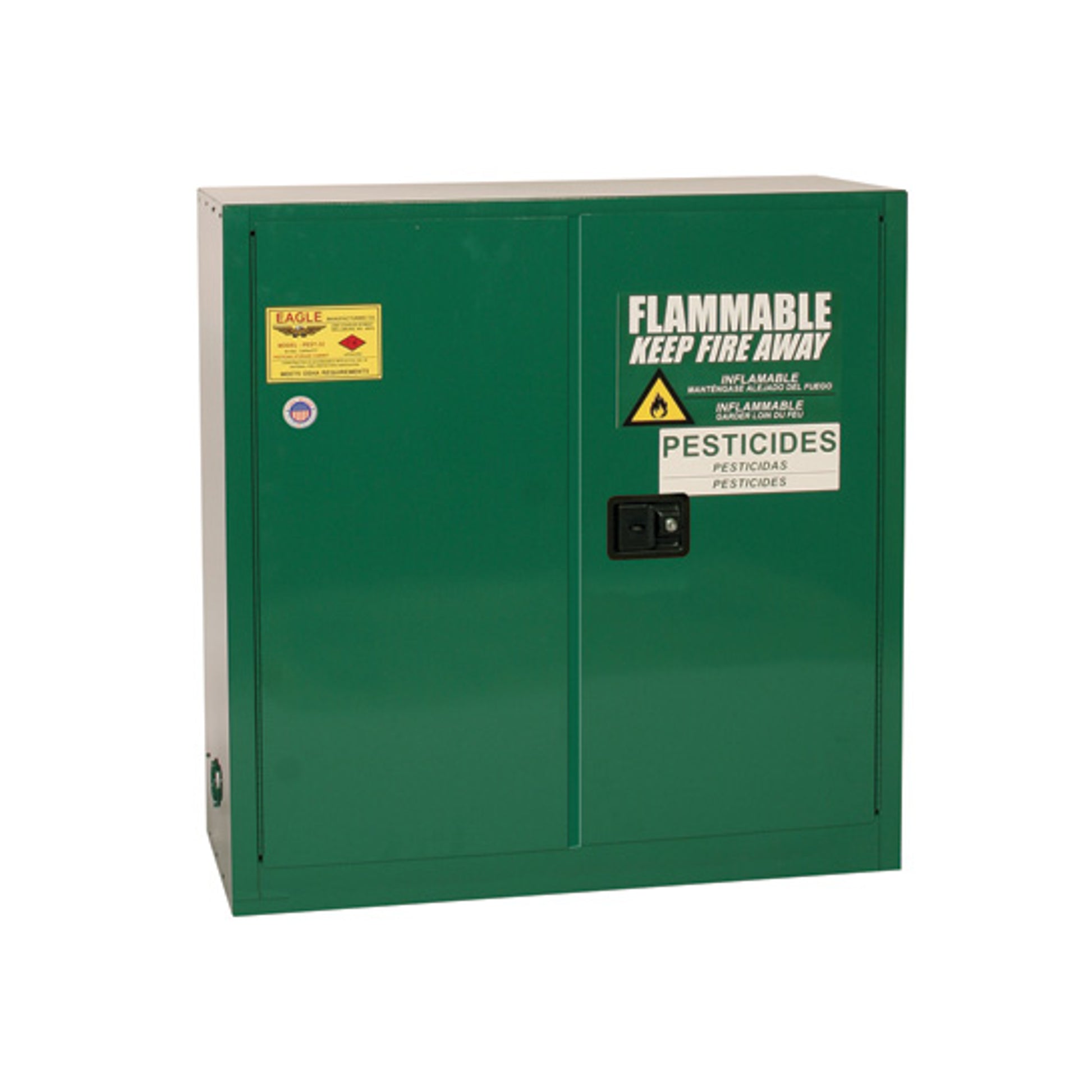 Eagle Pesticide Safety Cabinet - 30 Gallon - 1 Shelf - 2 Door - Manual Close - Green - PEST32X