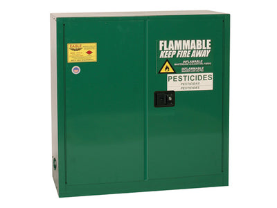Justrite Pesticide Safety Cabinet - 30 Gallon - 1 Shelf - 2 Door - Manual Close - Green - PEST32X