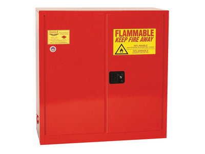 Justrite Paint and Ink Safety Cabinet - 40 Gallon - 3 Shelves - 2 Door - Manual Close - Red - PI32X