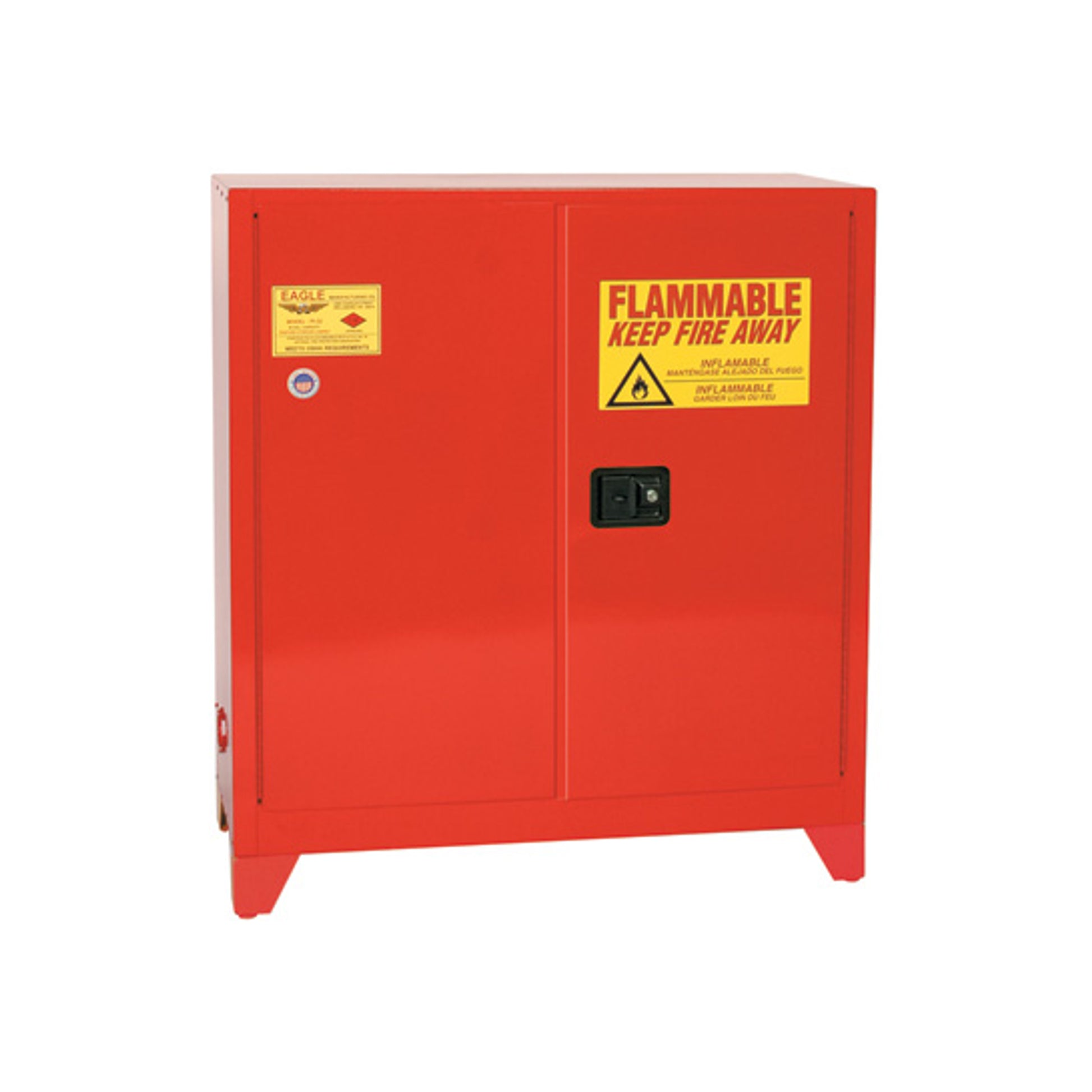 Eagle Paint and Ink Tower Safety Cabinet - 40 Gallon - 3 Shelves - 2 Door - Manual Close - Red - PI32XLEGS
