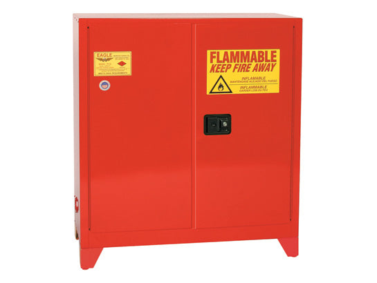 Eagle Paint and Ink Tower Safety Cabinet - 40 Gallon - 3 Shelves - 2 Door - Manual Close - Red - PI32XLEGS