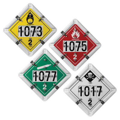 4 LEGEND PLACARD SYSTEM WITH METAL FLIP UN NUMBERS