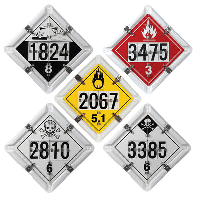 6 LEGEND PLACARD SYSTEM WITH METAL FLIP UN NUMBERS