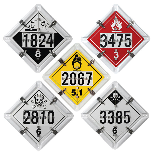 6 LEGEND PLACARD SYSTEM WITH METAL FLIP UN NUMBERS