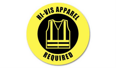 16" CIRCLE SIGNS - Circle Sign - Hi-Vis Apparel Required - DSV-SIGN 256 #0531 -UEN
