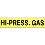 HI-PRESSURE GAS   PERFORATED ROLL PIPE MARKER - HI-PRESSURE GAS   PERFORATED ROLL PIPE MARKER, 1”X18Y, Adhesive Vinyl