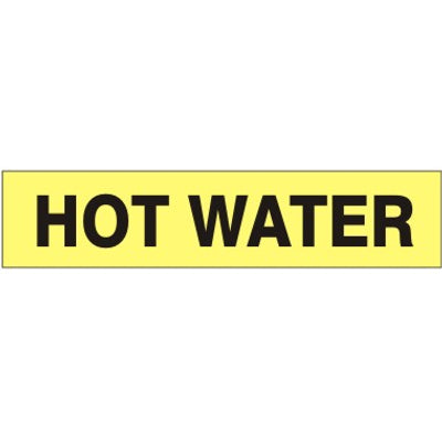 HOT WATER   PERFORATED ROLL PIPE MARKER - HOT WATER   PERFORATED ROLL PIPE MARKER, 1”X18Y, Adhesive Vinyl