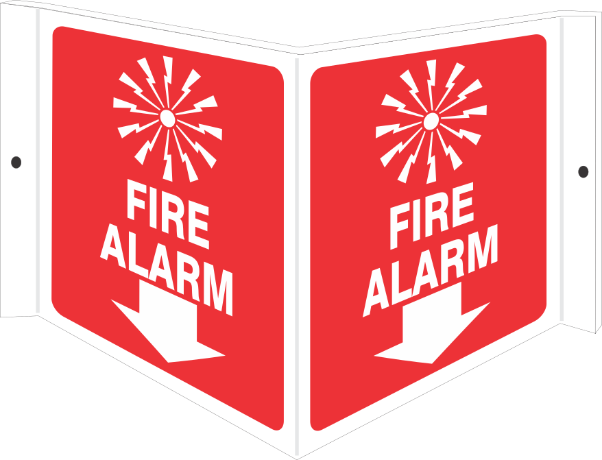 FIRE ALARM WITH  SYMBOL - PROJECTING WALL SIGN - FIRE ALARM WITH  SYMBOL - PROJECTING WALL SIGN, 6x12, Acrylic