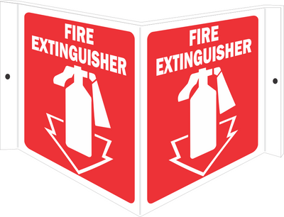 FIRE EXTINGUISHER WITH RED ARROW - PROJECTING WALL SIGN
