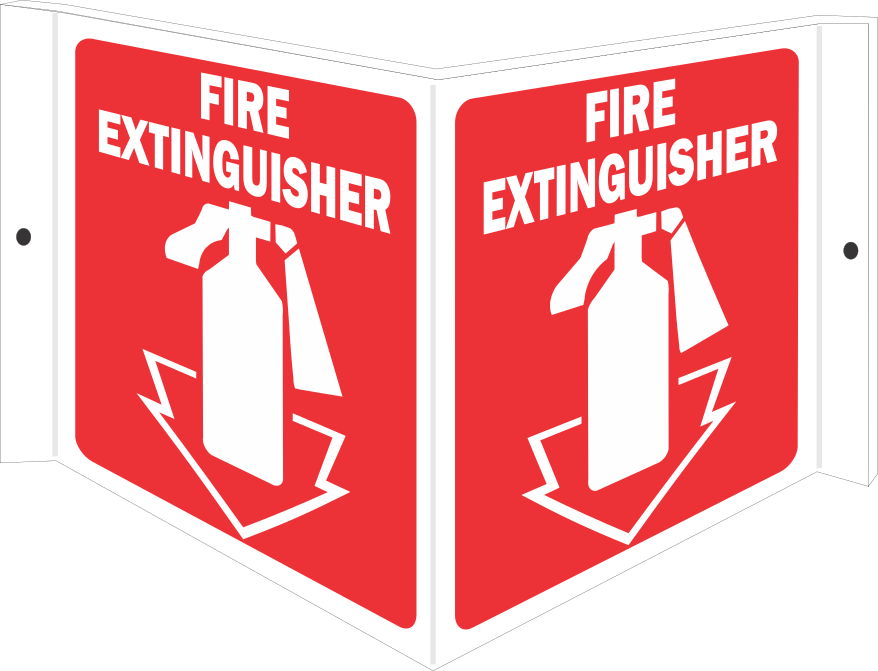 FIRE EXTINGUISHER WITH RED ARROW - PROJECTING WALL SIGN - FIRE EXTINGUISHER WITH RED ARROW - PROJECTING WALL SIGN, 6x12, Acrylic