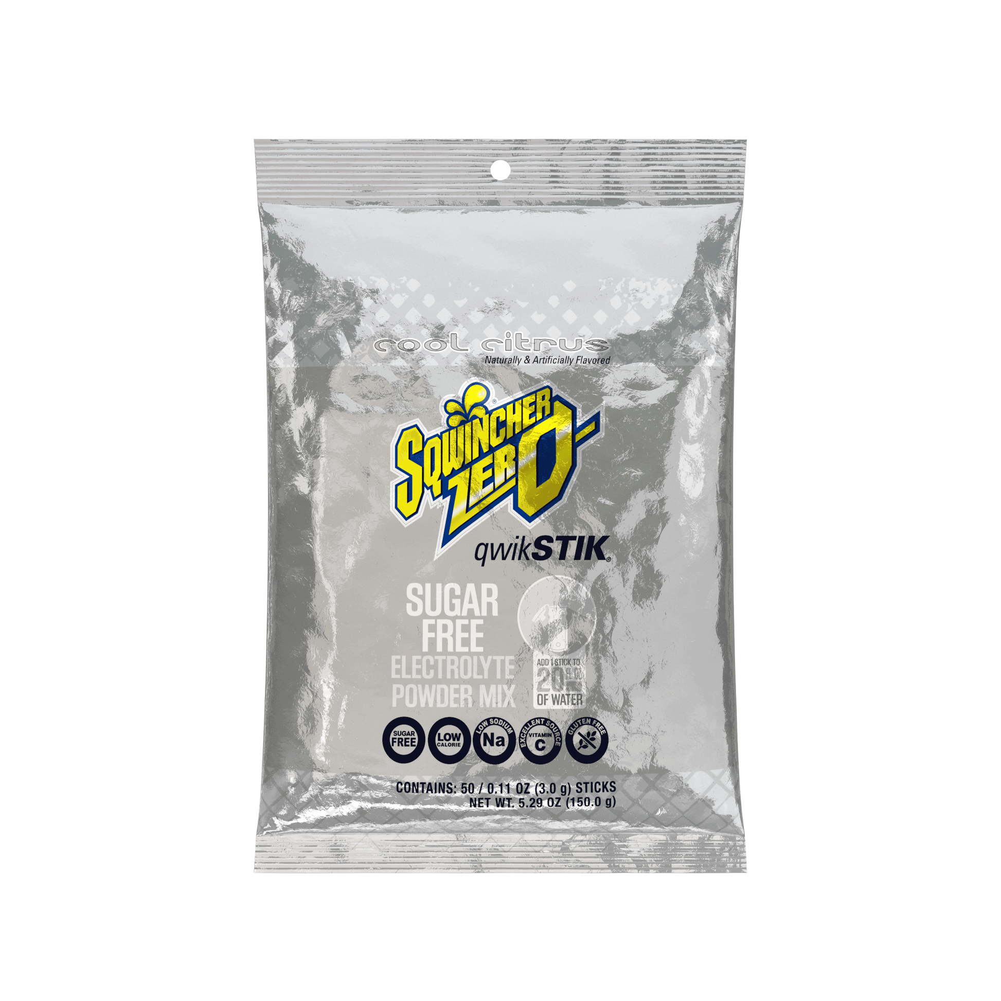Sqwincher Qwik Stik Zero Sugar Free Single Serve 20 oz Yield Packs - Cool Citrus - 50/Bag - 159060109