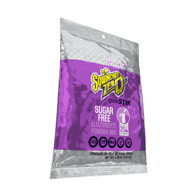 Sqwincher Qwik Stik Zero Sugar Free Single Serve 20 oz Yield Packs - Grape - 50/Bag - 159060107