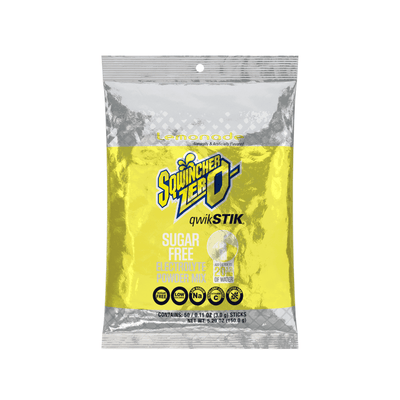 Sqwincher Qwik Stik Zero Sugar Free Single Serve 20 oz Yield Packs - Lemonade - 50/Bag - 159060103