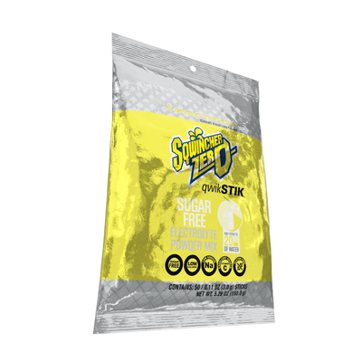 Sqwincher Qwik Stik Zero Sugar Free Single Serve 20 oz Yield Packs - Lemonade - 50/Bag - 159060103
