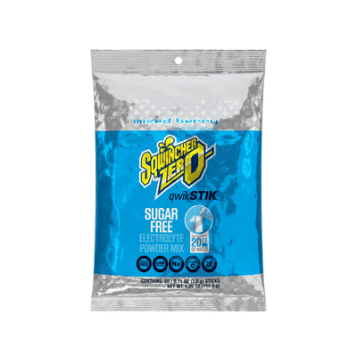 Sqwincher Qwik Stik Zero Sugar Free Single Serve 20 oz Yield Packs - Mixed Berry- 50/Bag - 159060101