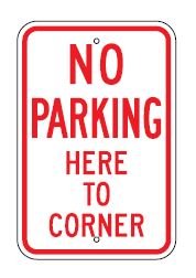 NO PARKING HERE TO CORNER -PARKING CONTROL SIGNS