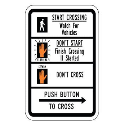 CROSS WALK CROSS DON’T CROSS - REGULATORY TRAFFIC SIGN - CROSS WALK CROSS DON’T CROSS - REGULATORY TRAFFIC SIGN, 9X12, Aluminum (.080) EGP Reflective