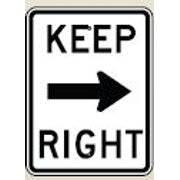 KEEP RIGHT ARROW RIGHT - REGULATORY TRAFFIC SIGN - KEEP RIGHT ARROW RIGHT - REGULATORY TRAFFIC SIGN, 24X18, Aluminum (.080)