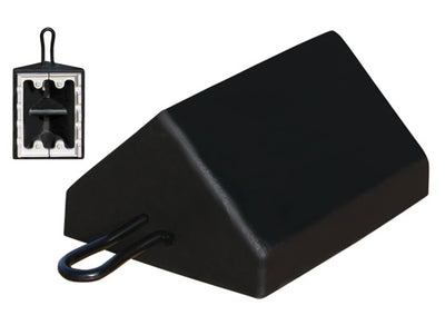 Wheel Chock - General Purpose - Utility - Rubber - 10"X8"X5.5" - Aluminum Cleat - Steel Loop Handle - Black - RC450-CL