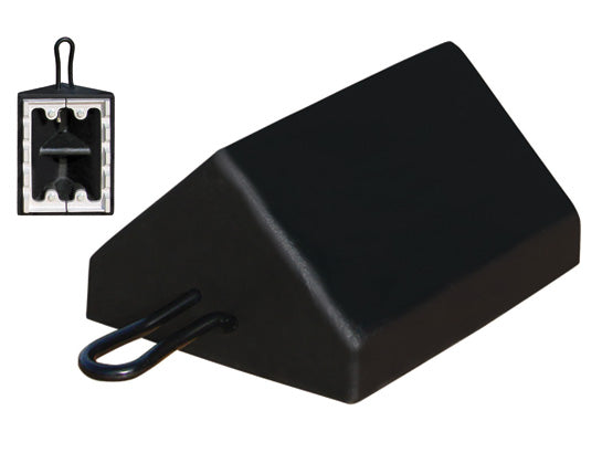 Wheel Chock - General Purpose - Utility - Rubber - 10"X8"X5.5" - Aluminum Cleat - Steel Loop Handle - Black - RC450-CL