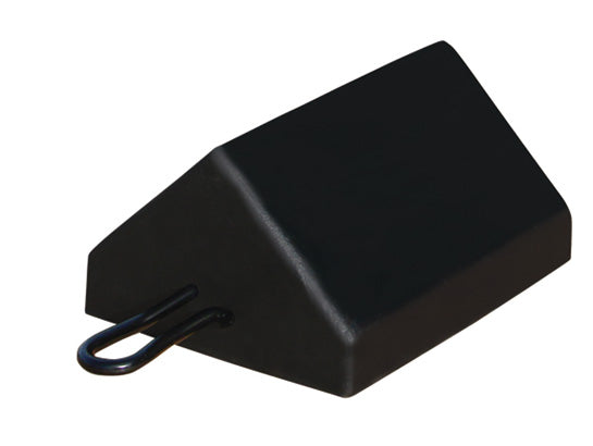 Wheel Chock - General Purpose - Utility - Rubber - 10"X8"X5.5" - Solid Bottom - Steel Loop Handle - Black - RC450-S