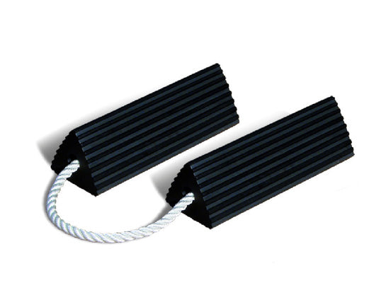 Wheel Chock - Aviation - Rubber - 10" X 5" X 4.33" - Roped Pair - Black - RC5510-P