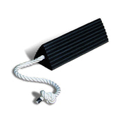 Wheel Chock - Aviation - Rubber - 10" X 5" X 4.33" - Single With Knotted Rope - Black - RC5510-S