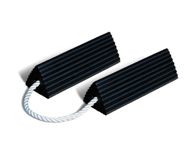 Wheel Chock - Aviation - Rubber - 12" X 5" X 4.33" - Roped Pair - Black - RC5512-P