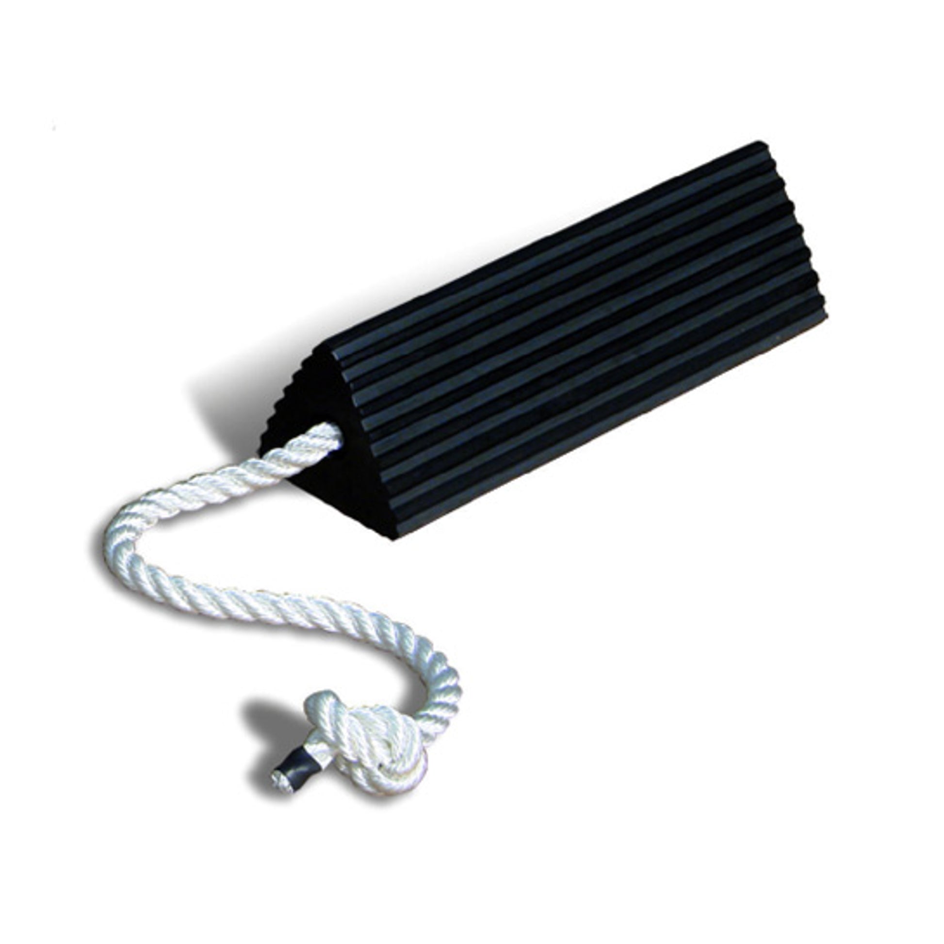Wheel Chock - Aviation - Rubber - 15" X 5" X 4.33" - Single With Knotted Rope - Black - RC5515-S