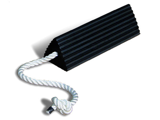 Wheel Chock - Aviation - Rubber - 18" X 5" X 4.33" - Single With Knotted Rope - Black - RC5518-S