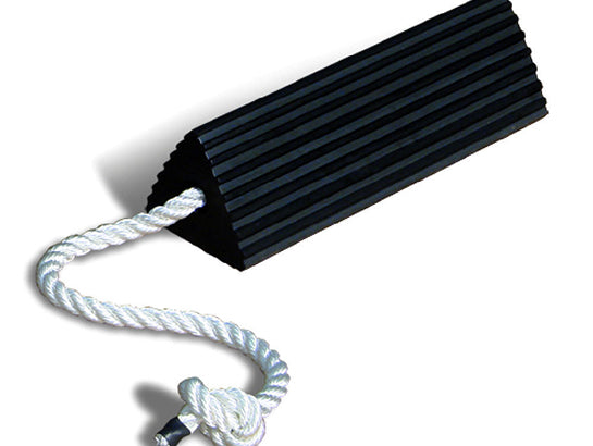 Wheel Chock - Aviation - Rubber - 24" X 5" X 4.33" - Single W/ Lanyard - Black - RC5524-S