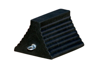 Wheel Chock - General Purpose - Rubber - 10" X 8" X 6" - Ribbed - Pyramid - Eyebolt - Black - RC815
