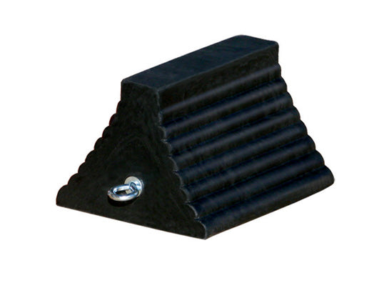 Wheel Chock - General Purpose - Rubber - 10" X 8" X 6" - Ribbed - Pyramid - Eyebolt - Black - RC815