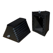 Wheel Chock - General Purpose - Rubber - 11.5" X 10" X 7.25" - Ribbed - Pyramid - Eyebolt - Black - RC915
