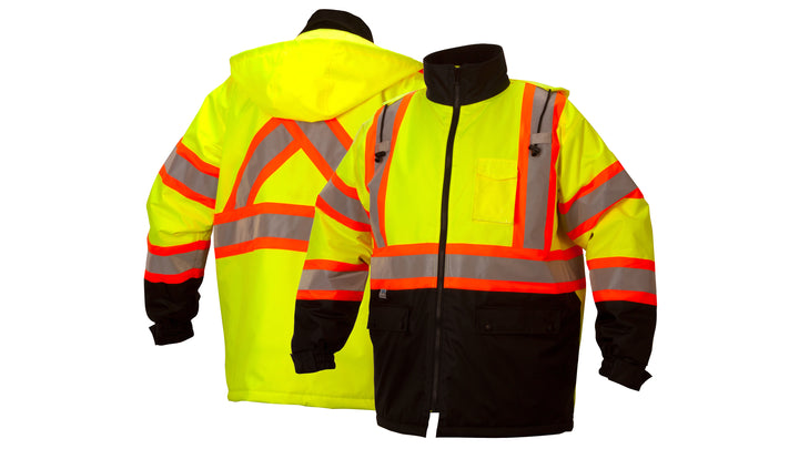 Pyramex-Canadian Parka Hi-Viz Lime Polyester Shell w/ Quilted Lining W/ Hood