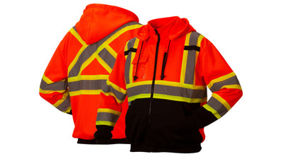 Pyramex RCSZH33 Canadian Premium Zipper Hi-Viz Orange Weather Resistant Sweatshirt