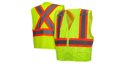 Pyramex RCZ24 Hi-Viz Lime With Contrasting Reflective Tape Vest