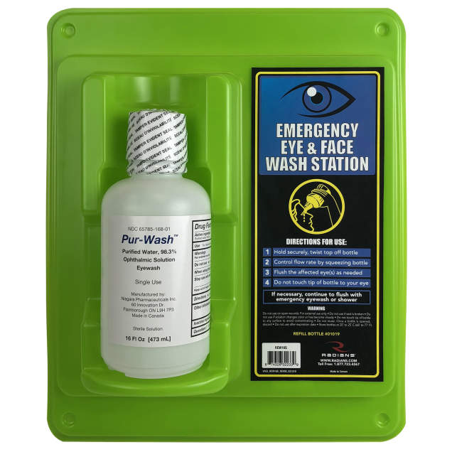 Radians 16oz Single Bottle Wall Mounted Eye Wash - REW16S