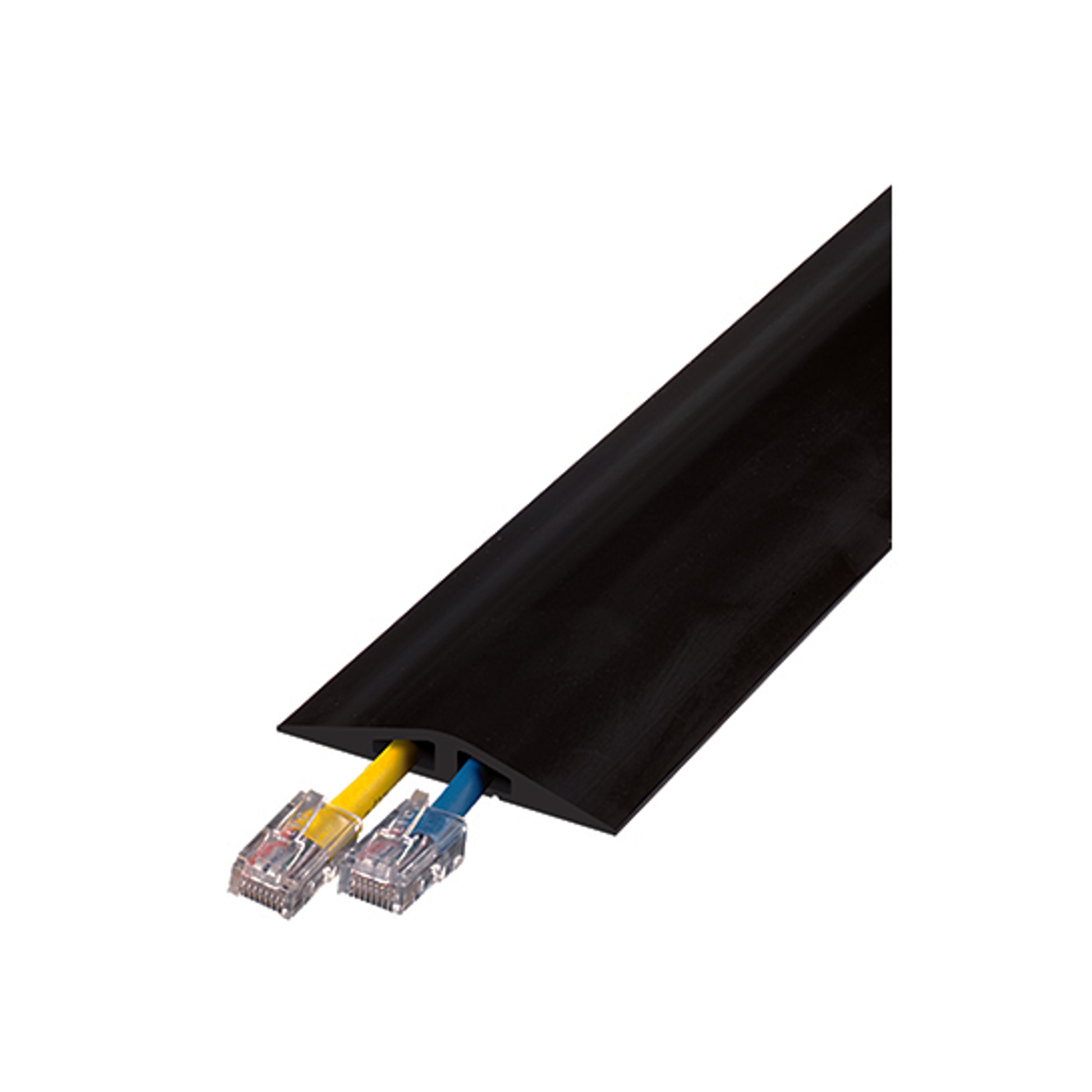 Cable Protector - Rubber Duct - 2-Ch - (2) .4375" Channels - 5' Length - Black - RFD2-5