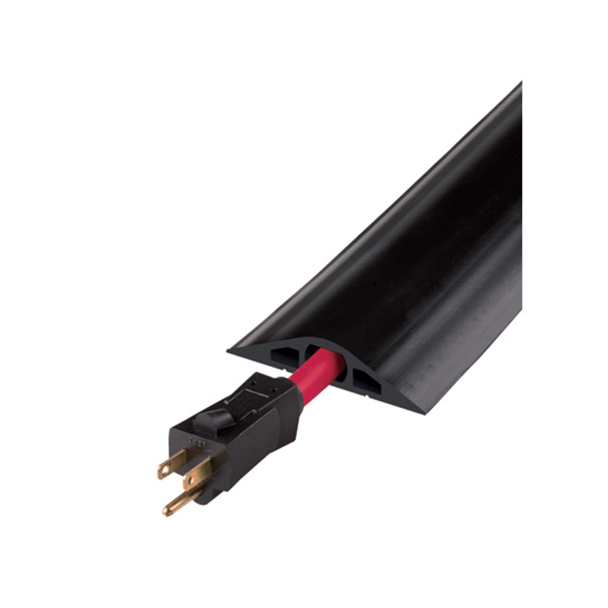 Cable Protector - Rubber Duct - 3-Ch - (1) .75" & (2) .25" Channels - 10' Length - Black - RFD3-10