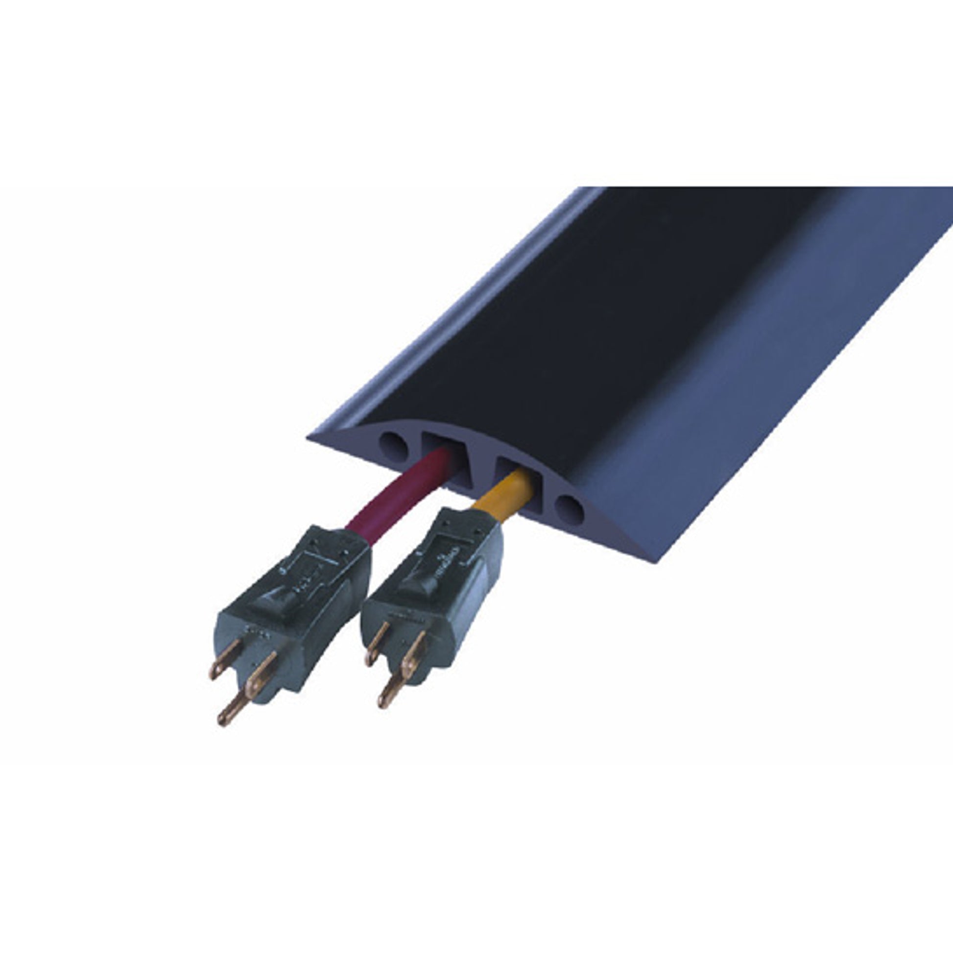 Cable Protector - Rubber Duct - 2-Ch - (2) .875" Channels - 10' Length - Black - RFD6-10