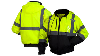 Pyramex RJ31 Hi-Viz Lime Bomber Jacket w/Removable Fleece Liner