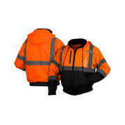 Pyramex - Winter Wear - Hi-Viz Orange Bomber Jacket Weatherproof Polyester Shell w/ Zip Out Polar Fleece Liner