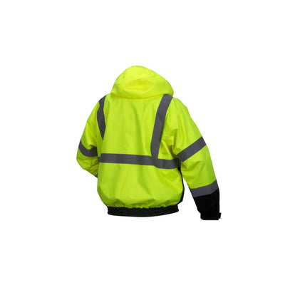 Pyramex RJ31H Heated Hi-Viz Lime Bomber Jacket w/Zip Out Fleece